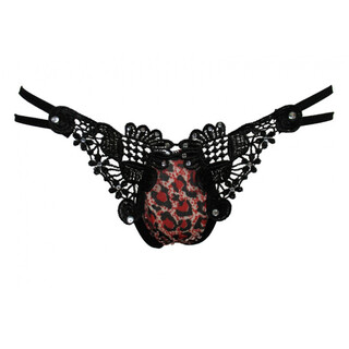 Sexy panties leopard print sexy thong seductive charming lace transparent hollow women's low waist red one size