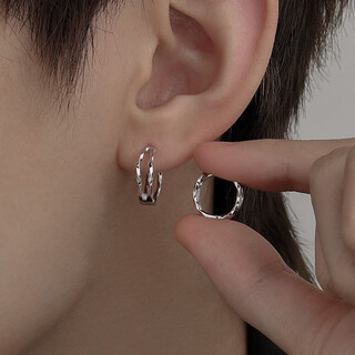 Qmxd earrings for men, single, trendy, pierced ears, double mobius earrings, men's niche, trendy men's earrings, light luxury, high-end earrings, single