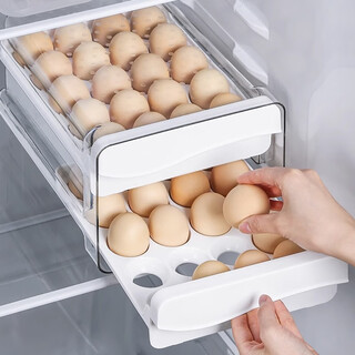 Uoso egg storage box drawer-type kitchen storage and organization artifact for refrigerator, egg box crisper, food-grade box, simple model without lid (can hold 30 eggs)