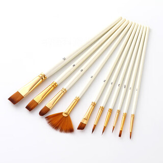 Dsf cream frost hand-painted tool line drawing brush set brush decorating pen stroke biscuit fondant baking brush 10 pieces pearlescent white belt fan shape