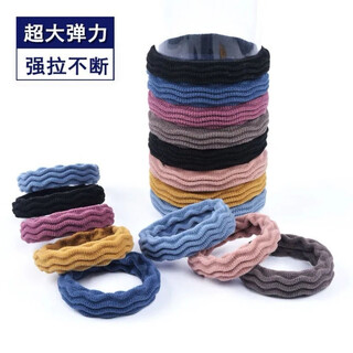Jisenjia ins large intestinal hair tie high ponytail ball head high elasticity hair rope hollow design high-end hair accessories headband wave mixed color (10 pack)