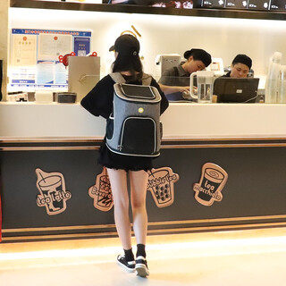 Peshiqi pet backpack large dog backpack cat bag going out backpack pet bag backpack cat bag backpack dog bag breathable on all sides gray m-length 28 width 32 height 40cm-recommended 13jin jin is equal to 0.5kg.