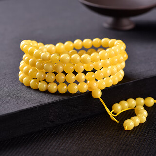 Musi natural beeswax bracelet 108 buddha beads chicken oil yellow old beeswax amber round bead bracelet for men and women multi-turn gold twisted honey 10mm