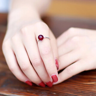 Sanskrit beeswax ring for women, amber 925 silver ring, adjustable, non-fading, blood amber wine red gift crafts, blood amber style