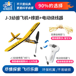 玩物百科泡沫飞机手抛飞机儿童户外玩具竹蜻蜓玩具滑翔飞机模型玩具小飞机 J3幼兽飞机+竞赛橡筋+绕线器