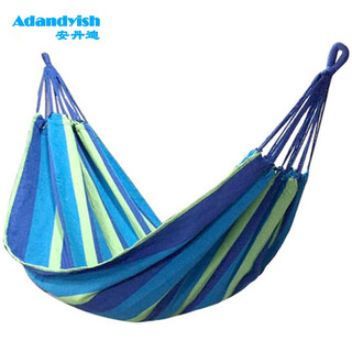 Adandyish single canvas color striped hammock thickened and widened outdoor leisure swing camping swing blue
