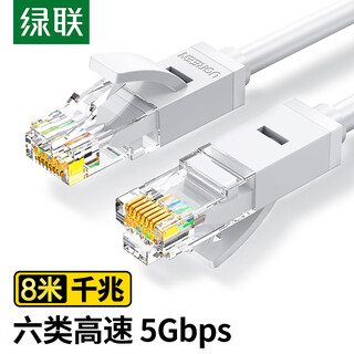 Greenlink category 6 network cable gigabit high-speed network broadband cable category 6 home computer laptop router monitoring cable cat6 eight-core twisted pair finished jumper gray 8 meters 15987