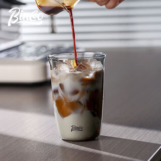 Bincoo black warrior glass latte ice american milk cocktail coffee cup heat-resistant cup latte art