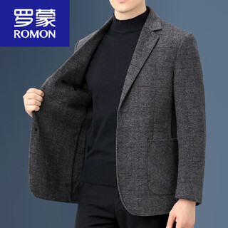 罗蒙（ROMON）双面羊绒加厚男西服2025秋冬季男士羊毛呢西装外套便西 深灰(厚*款) 165 适合体重102-122