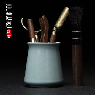 Domitong ru kiln tea ceremony six gentlemen ceramic tea set accessories solid wood tea clamp cup fork tea needle pot holder tea making tools ru kiln (tianqing) six gentlemen set