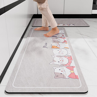 Qiqijia household kitchen floor mats, long wipeable, no-clean, stain-resistant floor mats, oil-absorbent, water-absorbent, non-slip, oil-proof and waterproof