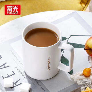 Fuguang fansheng mug large capacity couple water cup men and women home office coffee cup milk cup breakfast flower tea cup white 420ml