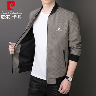 Pierre cardin jacket men's spring and autumn trendy windproof loose business casual top jacket khaki 2xl