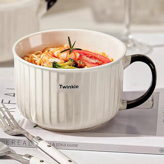 Yi jia (ijarl) microwaveable ceramic bowl, special lunch bowl for office workers, rice bowl, instant noodle bowl with lid, white 5.25 inches