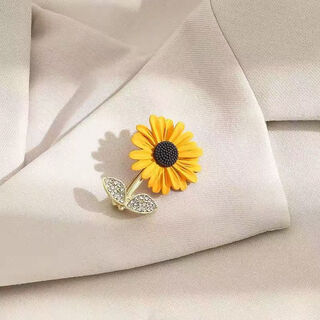 Nianfu small fresh sunflower brooch high-end exquisite design women's pin niche cute suit shirt accessories sunflower brooch (1 piece)