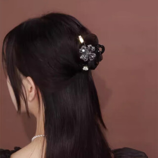 Bai shilin french four-leaf clover zircon small grabber bow ab hairpin female adult hairpin hair accessories valentine's day gift four-leaf clover black