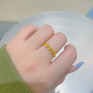 Vietnamese sand gold four-leaf clover ring for women that does not fade, new fashion clover ring index finger ring