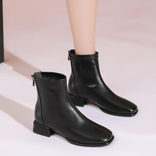 Daphne intellectual elegant short boots women's autumn fashion boots women's french naked boots fashion boots black 38