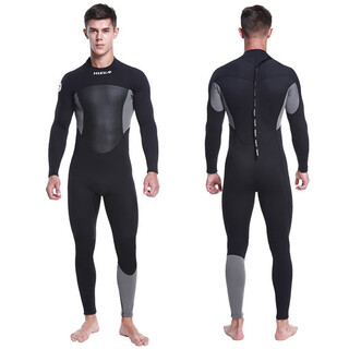Hisea1.5mm wetsuit men's thermal suit one-piece surfing suit snorkeling suit jellyfish suit swimsuit winter swimsuit black s