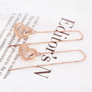 Pupan old phoenix gold store style russian korean style brushed love earrings 18k rose gold color gold light luxurious temperament for women a pair of love earrings rose gold