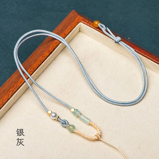 Chuxiang hand-woven knotted jade pendant lanyard guanyin pixiu jade buddha pendant rope men and women necklace with rope silver gray b02-104 s19