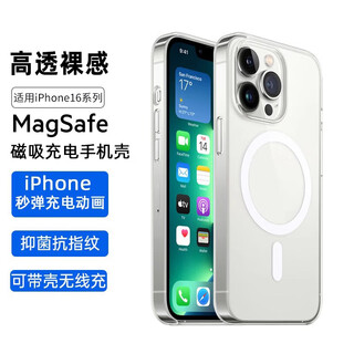 Zhiguard transparent magnetic suction, suitable for apple 16promax mobile phone case, iphone16promax protective cover, ultra-thin, ultra-light, anti-fall, anti-sweat, fashionable and simple soft shell, transparent