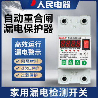People's electrical appliances automatic reclosing leakage protection switch 63a household 220v adjustable current and voltage current limit switch rzzl3/e-63a-2.5p 1-63a