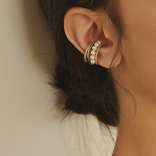 Dairuo ear clip without piercing, single ear bone clip for women, pearl earrings, trendy european and american personalized design ear hanging earrings for girlfriend