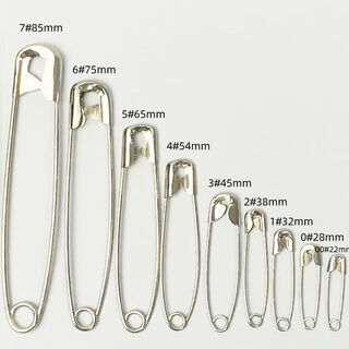Mhfdo old-fashioned pin large buckle pin steel wire thickened and thickened children's fixed safety paper clip paper clip 1#32mm 30 pieces