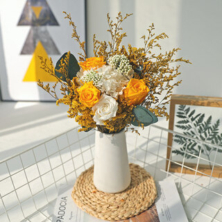 Preserved flowers natural real flowers air-dried light luxury dried bouquet reed dried flowers living room table decoration furnishings a973 (not including bottle) dried flower bag