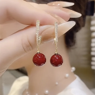 Idel fashionable personalized earrings earrings women's red geometric earrings korean style long birthday gift red earrings e2425