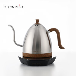 Brewista smart temperature-controlled hand-brewed coffee pot, stainless steel temperature-controlled hand-brewed coffee pot, household slender mouth point hot hand-brewed coffee pot, silver 1l