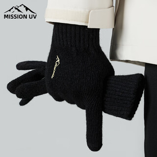 Mission uv wool warm gloves men's autumn and winter knitted thickened outdoor driving and riding electric bicycle cold-proof touch screen gloves