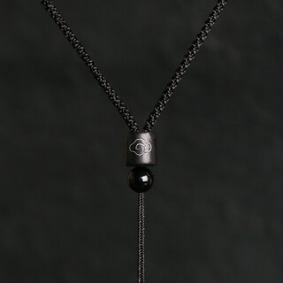 Tongyou pavilion ebony hand-woven pendant lanyard ebony necklace rope jade pendant braided rope jade pendant rope men and women pendant rope wood inlaid silver wire black rope adjustable