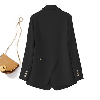 Pierre cardin casual small blazer women's 2023 spring and autumn new korean style loose short suit women's business top black l (110-125jin jin equals 0.5kg)