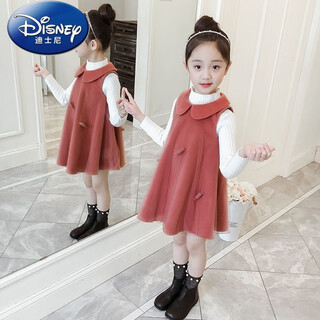 Disney (disney) girls 2023 spring and autumn suits and dresses new korean style children's fashion two-piece suit dress girls princess dress orange 100