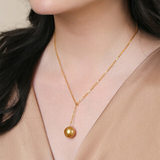 Moh's australian south sea saltwater pearl y-chain pearl necklace perfect round cold white light rich gold gold bead pendant australian white gold bead pendant 14-15mm