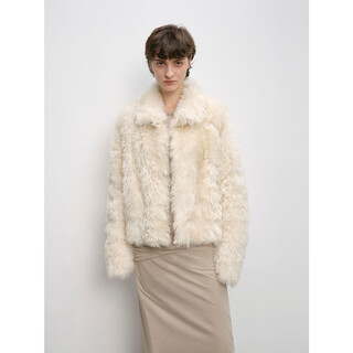 Fu zhien black moon berlin soft and fluffy short lapel shoulder tuscan sheepskin fur women's fur all-in-one white m