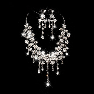 Rongxia korean exquisite bridal jewelry necklace and earrings set party dress wedding dress diamond jewelry silver necklace + ear needles