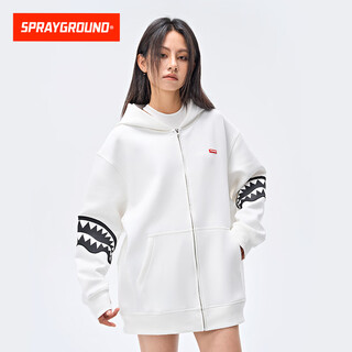 Sprayground star's same style shark mouth cardigan sweatshirt men's hooded 26 spring new loose couple zipper jacket hoodie tz white m