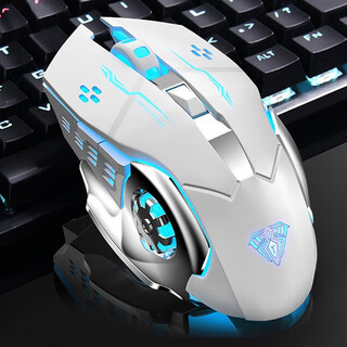 狼蛛（AULA)SC100无线鼠标超长续航多功能RGB酷炫灯效机械电竞游戏LOL吃鸡CF办公台式电脑笔记本鼠标 白色鼠标【无线连接+带侧键】