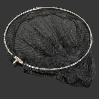 Boss gu's mesh head, glass fiber vigorous horse mesh head, foldable stainless steel net head, fishing gear, black 35cm net head