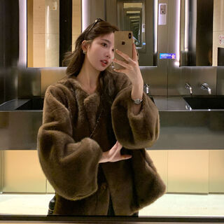 Coolnairo mid-century style imitation mink short eco-friendly mink coat fur coat for women 2025 new fur one-piece copper coffee color s
