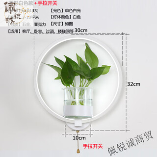 Miaopule modern minimalist nordic creative living room dining room stair aisle lamp study bedroom bedside lamp hydroponic plant wall lamp round white model with hand switch white light led