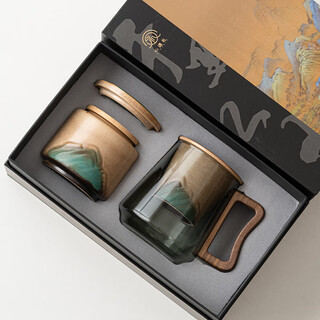 Ahri's love glass tea cup tea water separation tea cup souvenir business gift father's birthday gift men's dad teacher tea cup personal tea cup gift box with can office water cup tea set three-piece set colleagues' retirement souvenirs practical