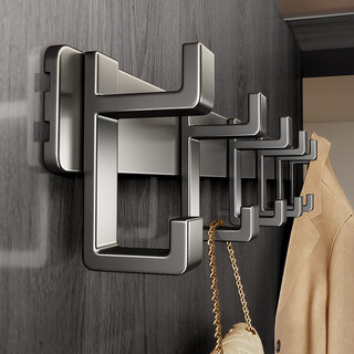 Tiandiyu (tdyu) behind-the-door clothes hanger, wall hook, hole punching in the wall, bedroom entrance door clothes hook, high-end clothes hanger, gun gray, double row, five hooks = 10 hooks