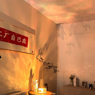 曜添高颜值水波纹氛围灯动态火焰亚克力小夜灯卧室直播投影背景北极光 【】16色遥控触摸款 充电便携款