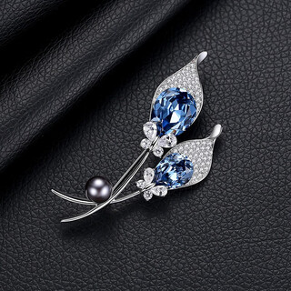 Quamer temperament brooch women's ice core wheat corsage brooch suit luxury fashion versatile new year one blue diamond brooch