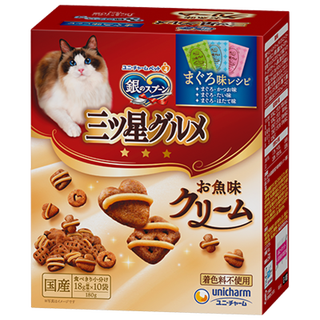 Du lailin japan's original imported silver spoon samsung gourmet cream cat biscuits crispy silver spoon cat food hair removal snacks cream biscuits tuna three flavors 180g 1 box