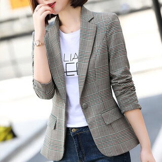 Sakura bani plaid small suit jacket women's 2025 spring and autumn new slim fit small casual small suit long sleeve top 8918 green plaid long sleeve l (99-108jin jin equals 0.5 kg)